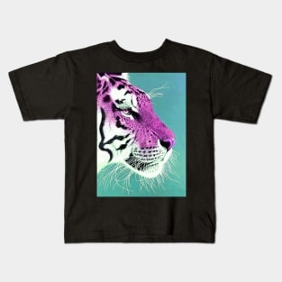 Fuchsia pink and white ombre tiger Kids T-Shirt